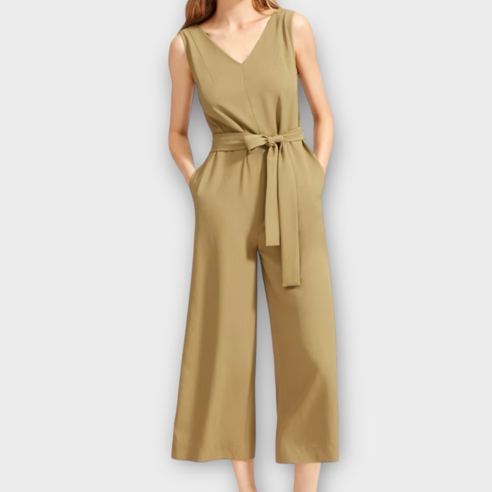 Everlane Women’s The Japanese GoWeave Essential Jumpsuit Size 14 Wide Leg Crop